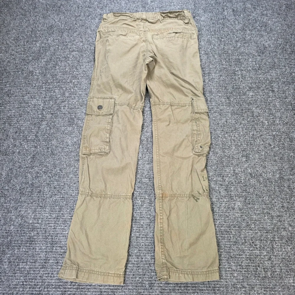 Old Navy Khaki Cargo Pants Boy's Size 14 Tan Military Stencil Cotton Adjustable